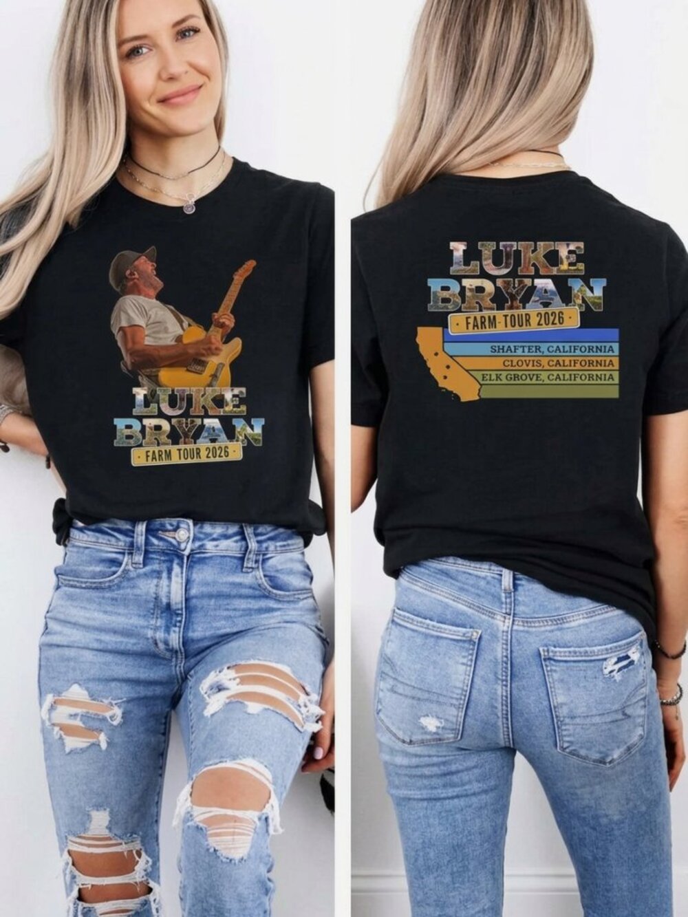 Vintage Luke Bryan Farm Tour 2026 Country Concert Graphic Tee Western Shirt